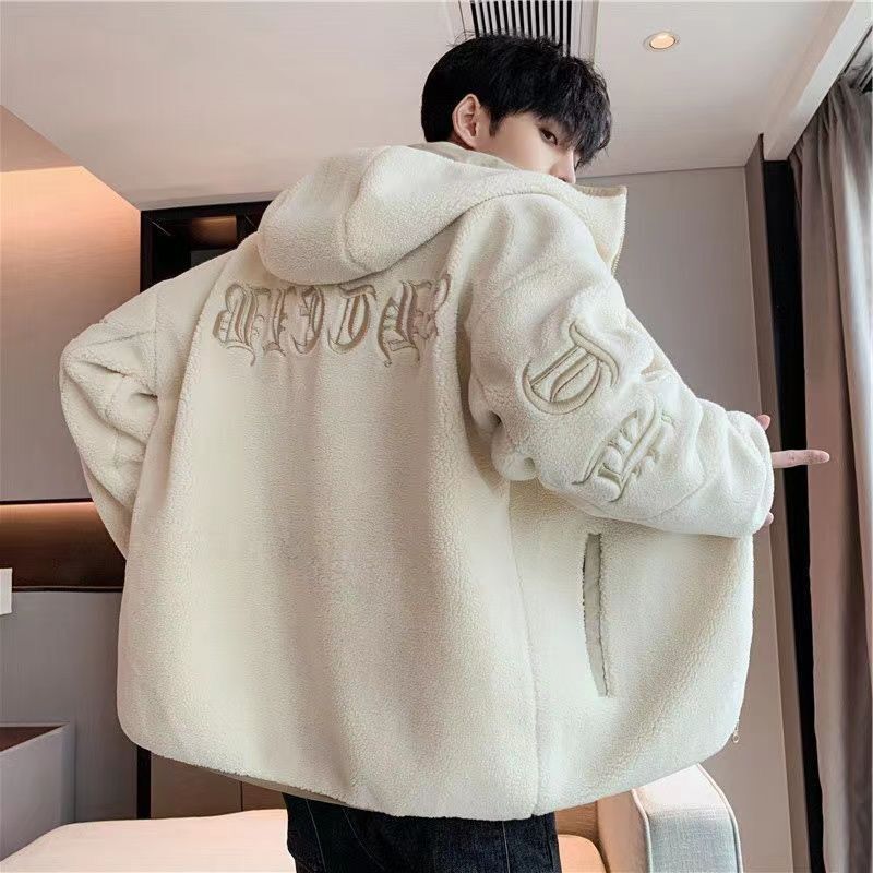 Chaqueta de Felpa Estilo Cordero para Hombre