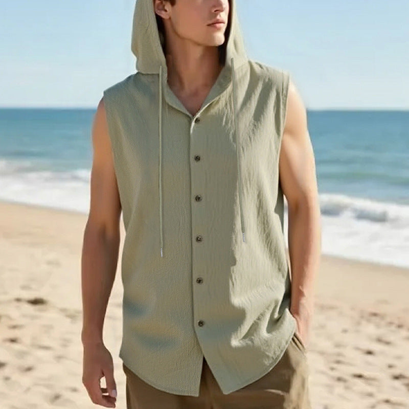 Chaleco de lino sin mangas para hombre - Casual transpirable verano