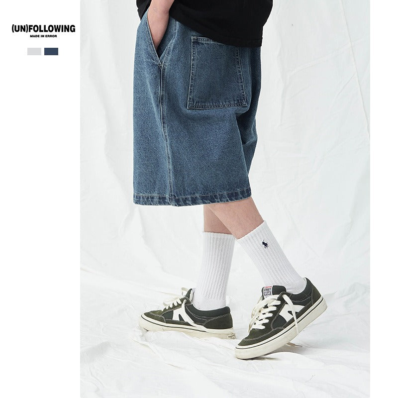 Shorts denim azul claro para hombre - Corte suelto casual