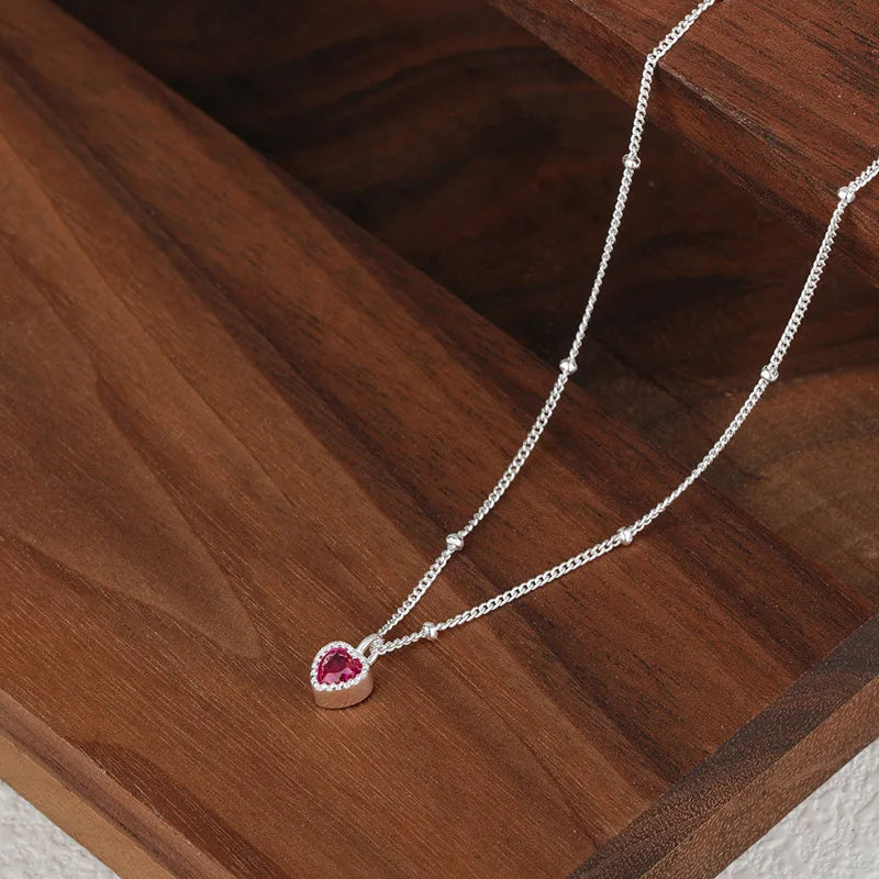 Collar Entrelazado de Plata 925 con Zircon y Corazón para Mujer
