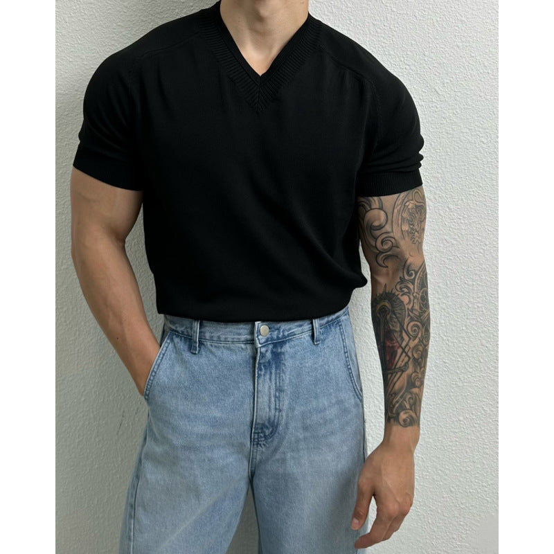 Camiseta cuello V manga raglán para hombre - Verano casual