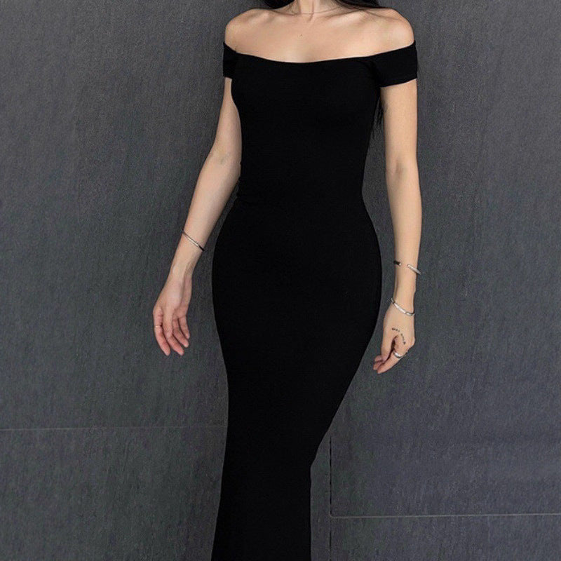 Vestido largo bodycon sin tirantes color sólido - Talle ajustado