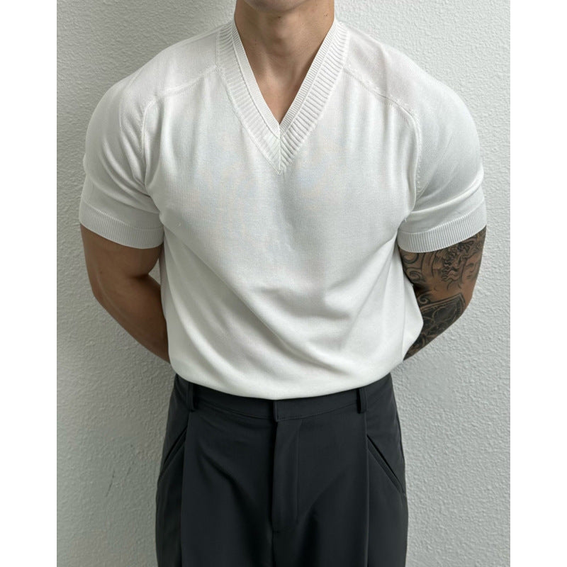 Camiseta cuello V manga raglán para hombre - Verano casual