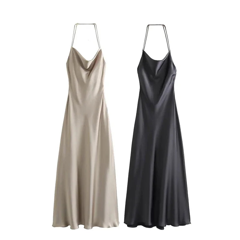 Vestido Largo Elegante de Tirantes para Mujer