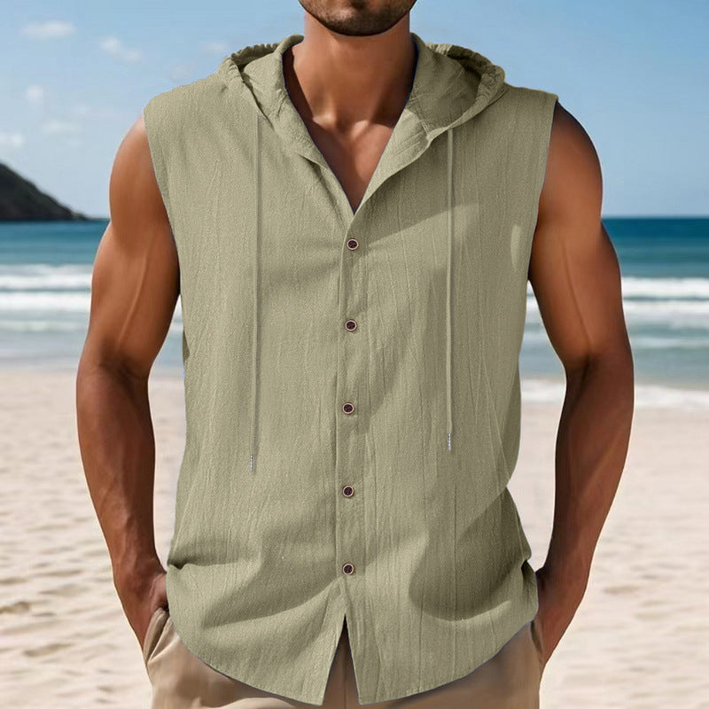 Chaleco de lino sin mangas para hombre - Casual transpirable verano