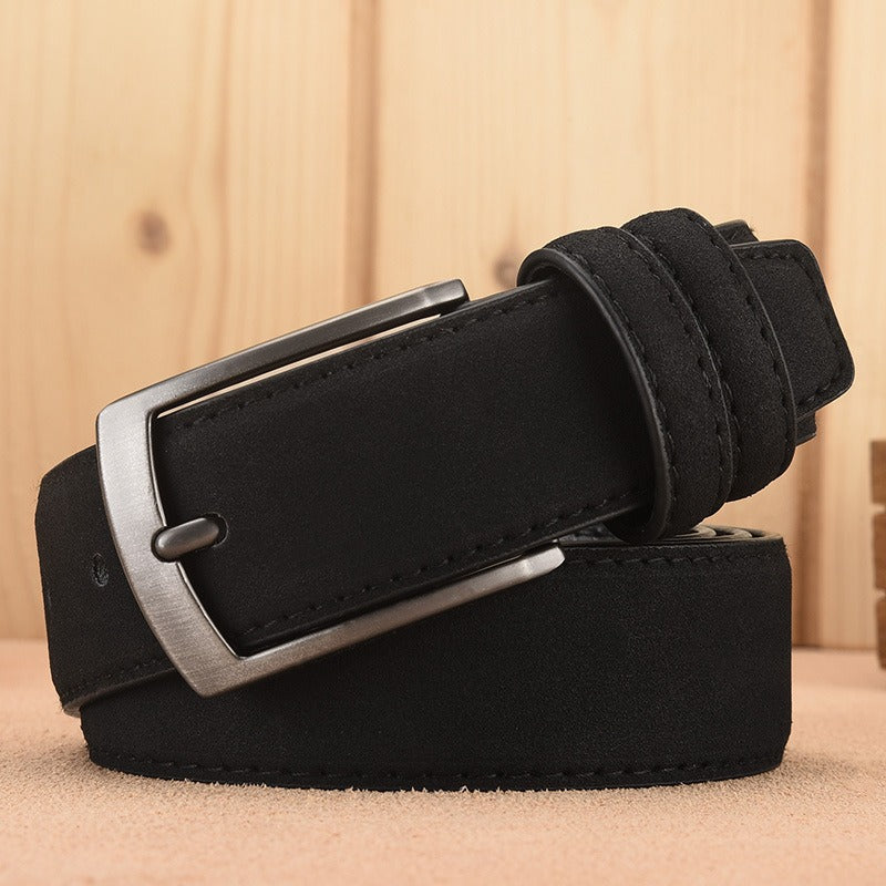 Cinturón de Ante Retro para Hombre - Hebilla de Aguja Casual