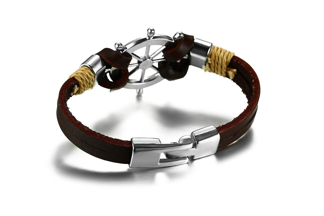 Pulsera Retro para Hombre - Diseño Timón y Cuerda