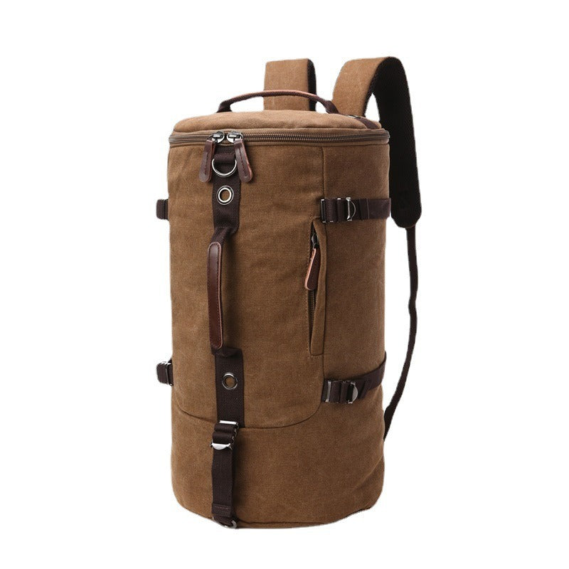 Mochila de viaje en canvas para hombre - Bolso cilíndrico multifuncional