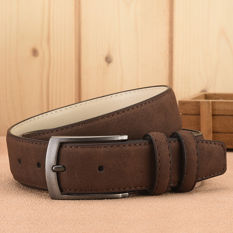 Cinturón de Ante Retro para Hombre - Hebilla de Aguja Casual