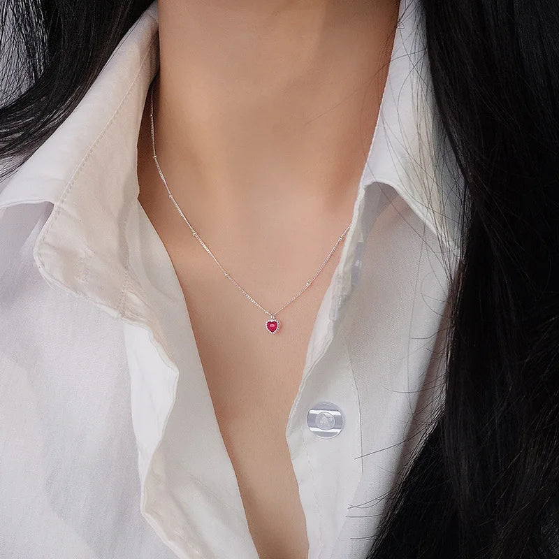 Collar Entrelazado de Plata 925 con Zircon y Corazón para Mujer