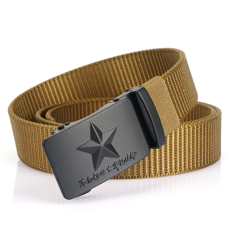 Cinturón Ancho de Lona para Hombre - Hebilla Automática Casual