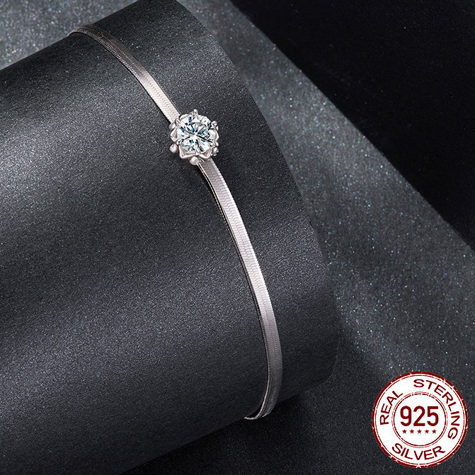 Pulsera de Flores en Plata 925 con Zircon - Regalo San Valentín
