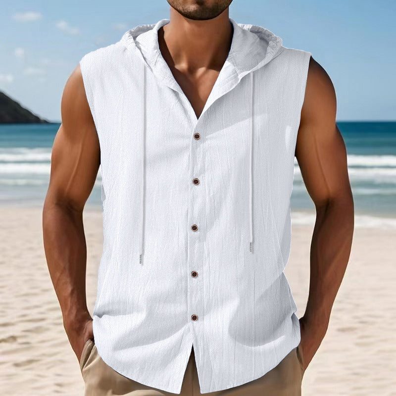 Chaleco de lino sin mangas para hombre - Casual transpirable verano