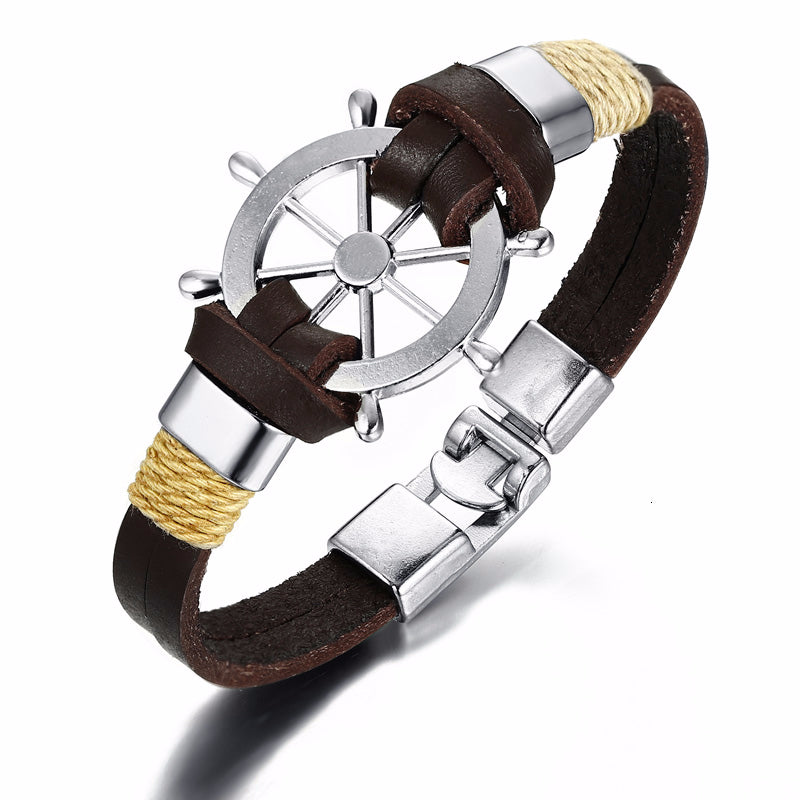 Pulsera Retro para Hombre - Diseño Timón y Cuerda