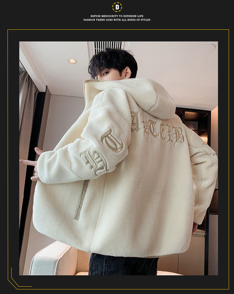 Chaqueta de Felpa Estilo Cordero para Hombre