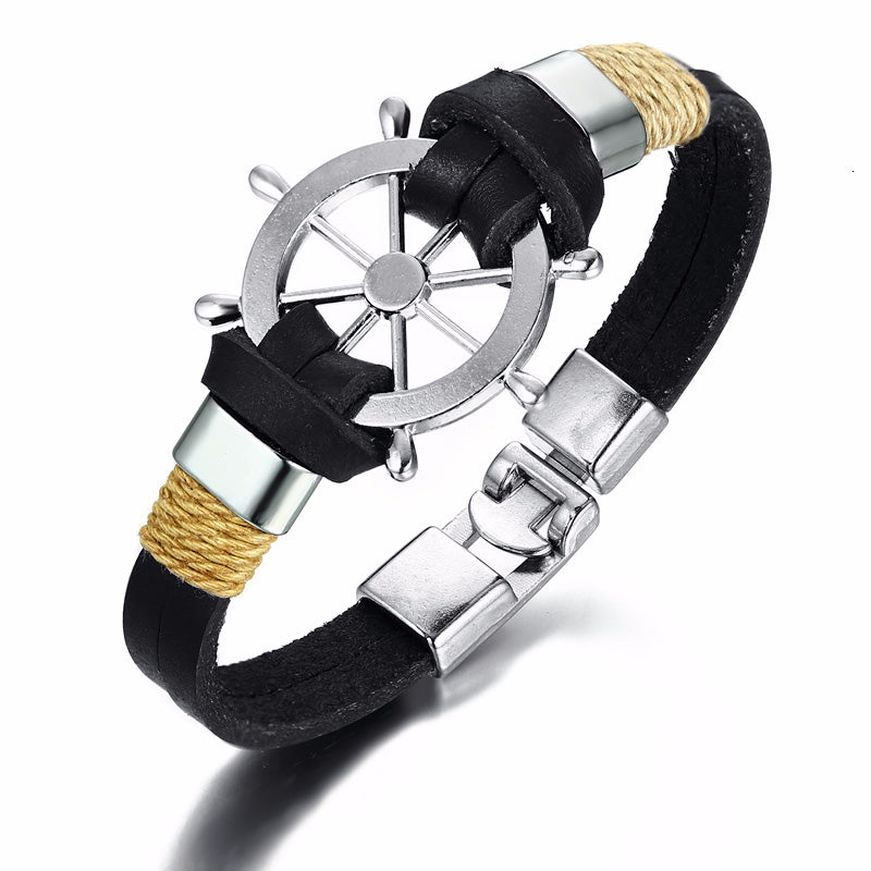 Pulsera Retro para Hombre - Diseño Timón y Cuerda