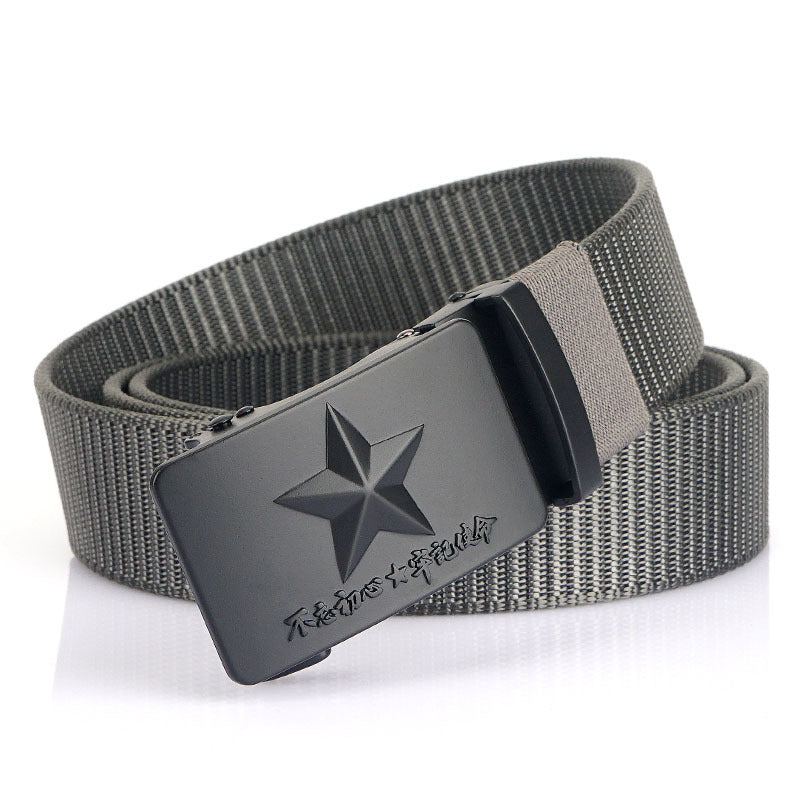 Cinturón Ancho de Lona para Hombre - Hebilla Automática Casual
