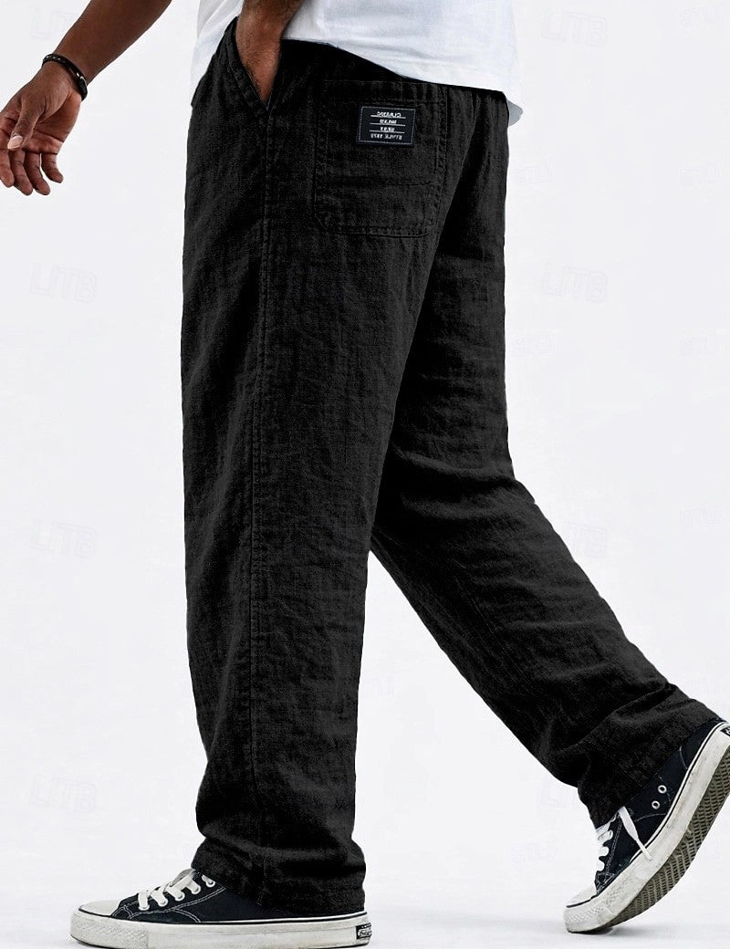 Pantalón Casual de Lino y Algodón Pierna Ancha para Hombre