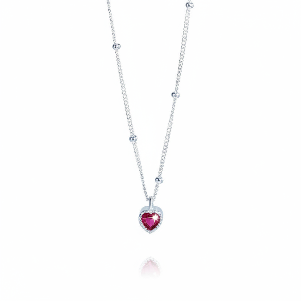 Collar entrelazado de plata 925 con colgante de corazón y zircon para mujer