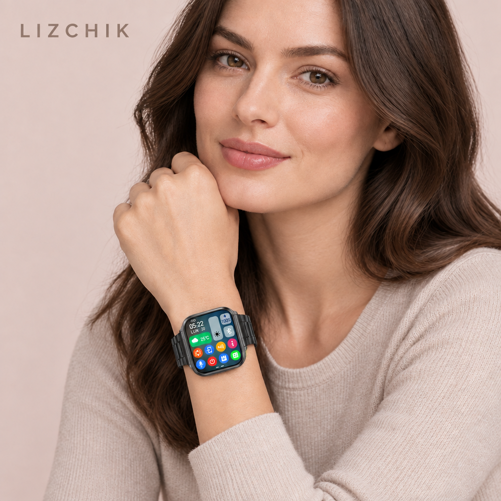 Modelo femenina con el HT30 de la portada