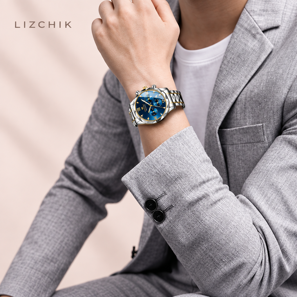 Modelo masculino con reloj VA VA VOOM y nombre LIZCHIK