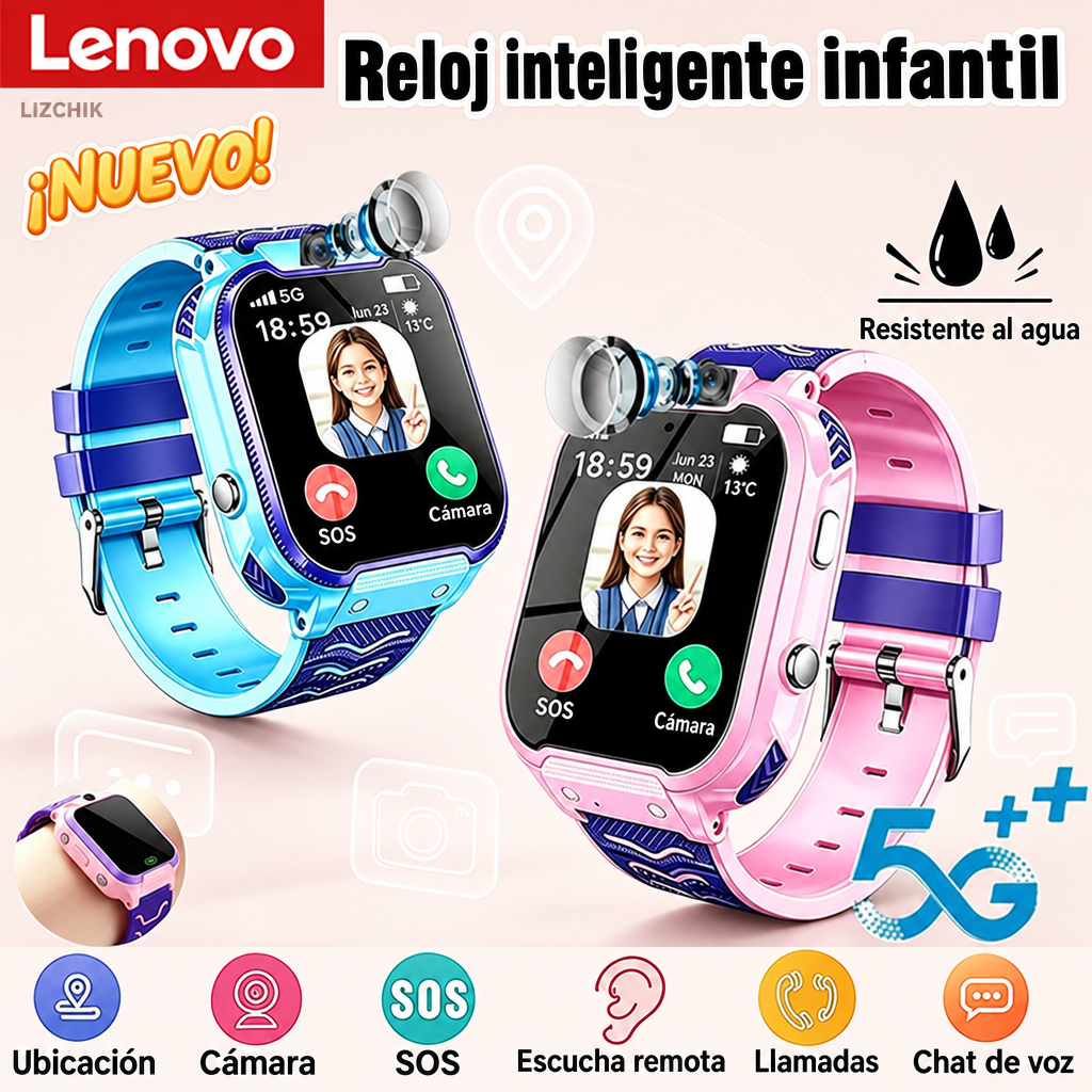 Portada del reloj infantil con textos en español y fondo LIZCHIK