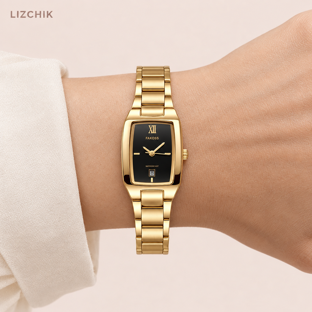 Propuesta con modelo femenina y fondo LIZCHIK