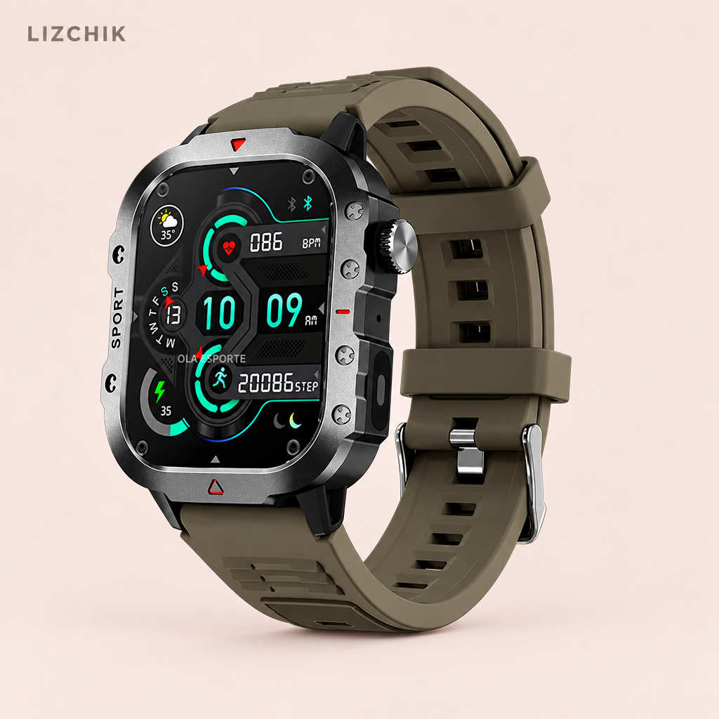 Smartwatch con correa marrón